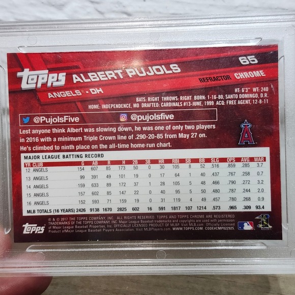 Albert Pujols Baseball Cards 2017 10 Topps Chrome Pink Refractor 2004 Donruss 10 - Picture 9 of 15